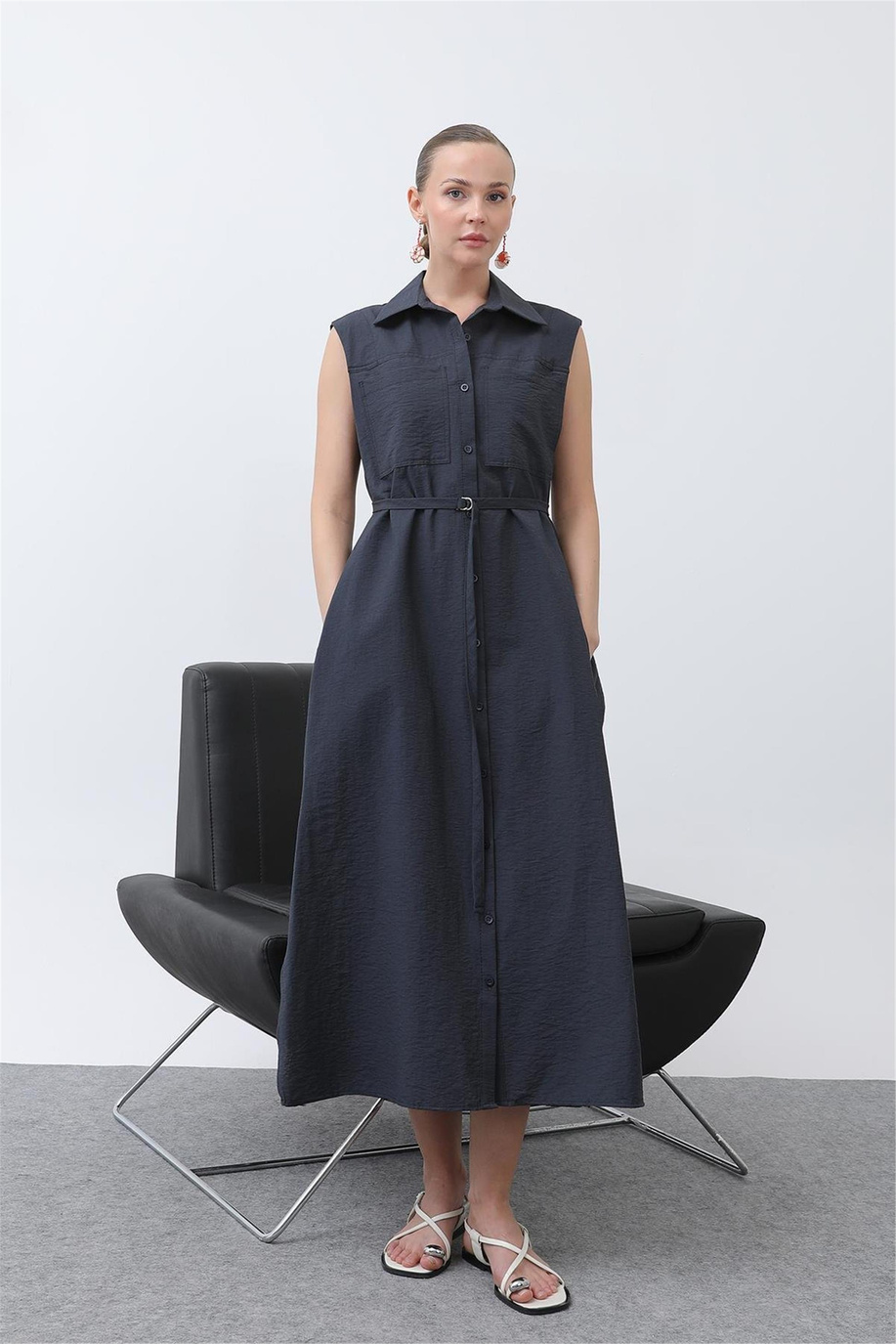 Puane Navy Elbise - 25YP32242