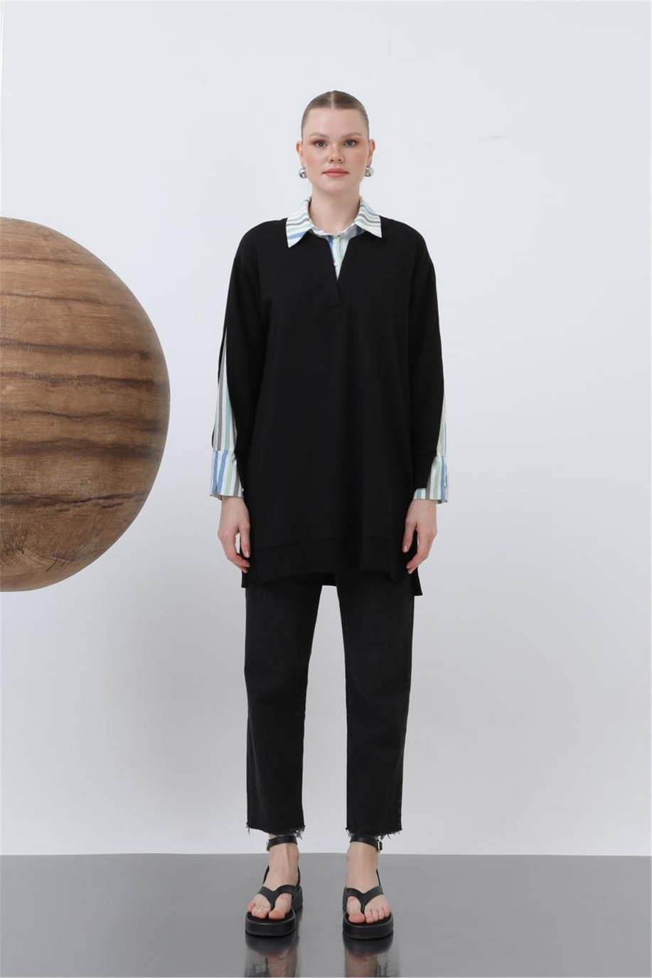 Puane Tunik Siyah-Mavi - 25YP10650