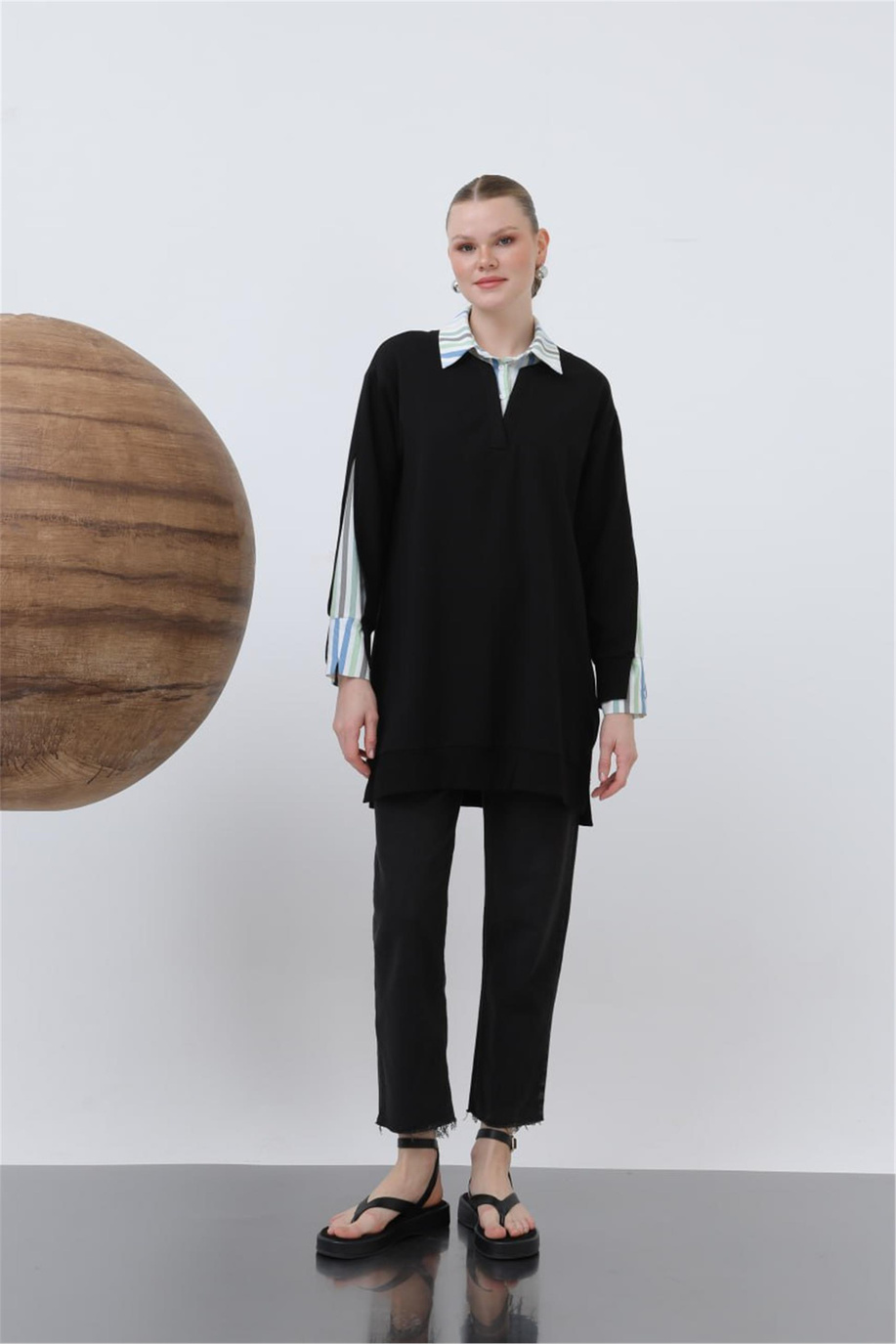 Puane Tunik Siyah-Mavi - 25YP10650