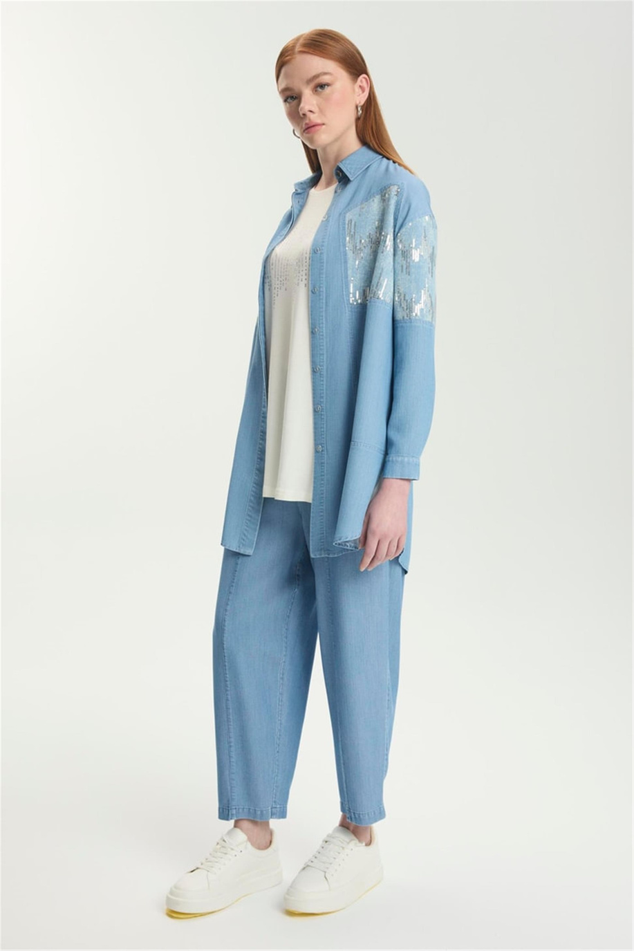 Pul Detaylı Takım Mavi - 25YZ1545