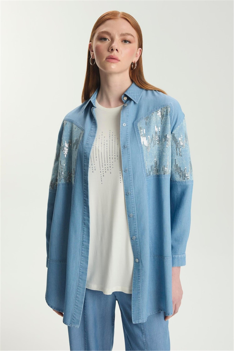 Pul Detaylı Takım Mavi - 25YZ1545