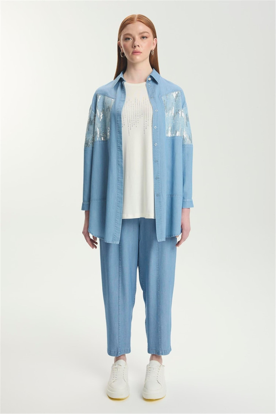 Pul Detaylı Takım Mavi - 25YZ1545