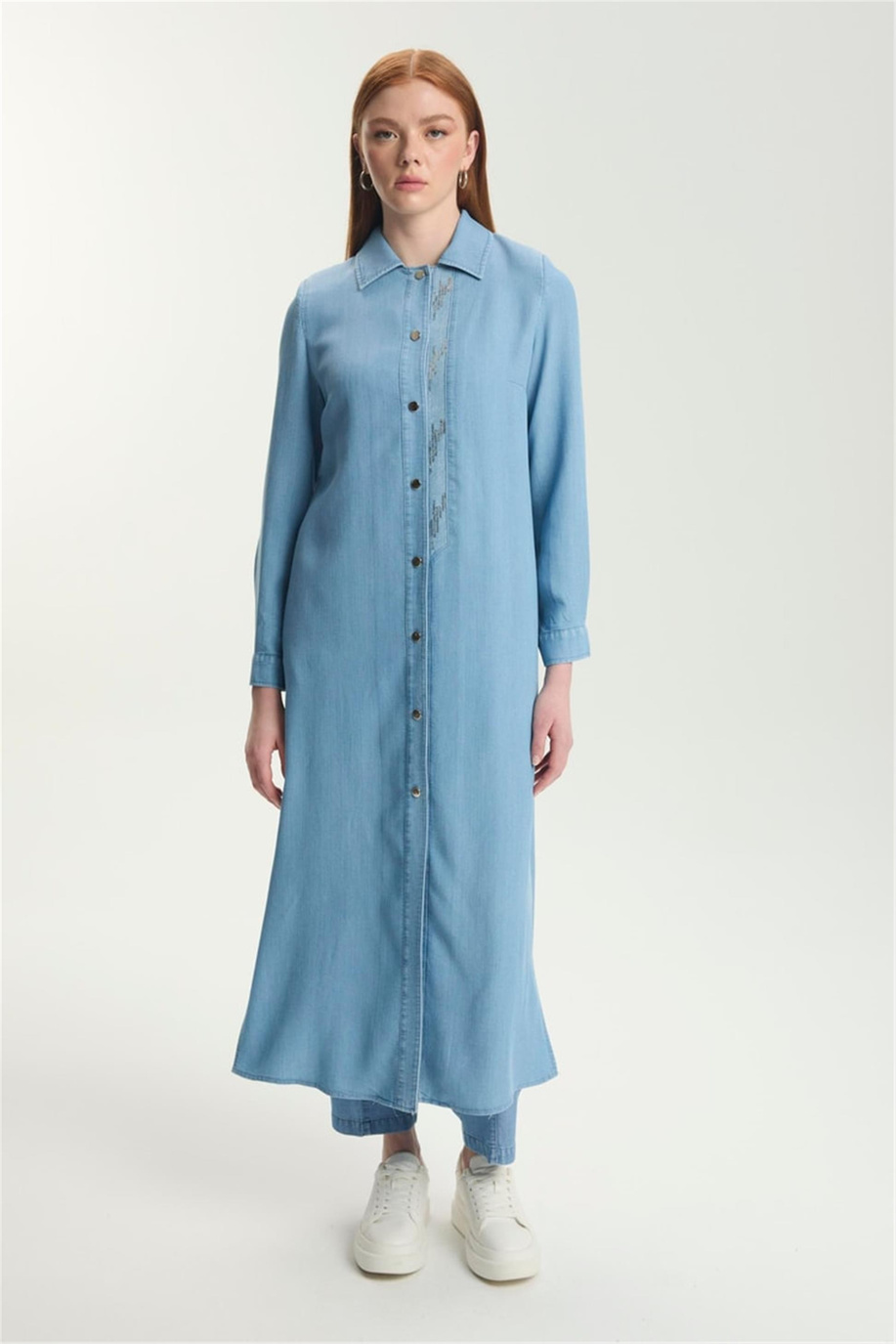 Pullu Sırt Detaylı Denim Giy-Çık Mavi - 25YZ0251