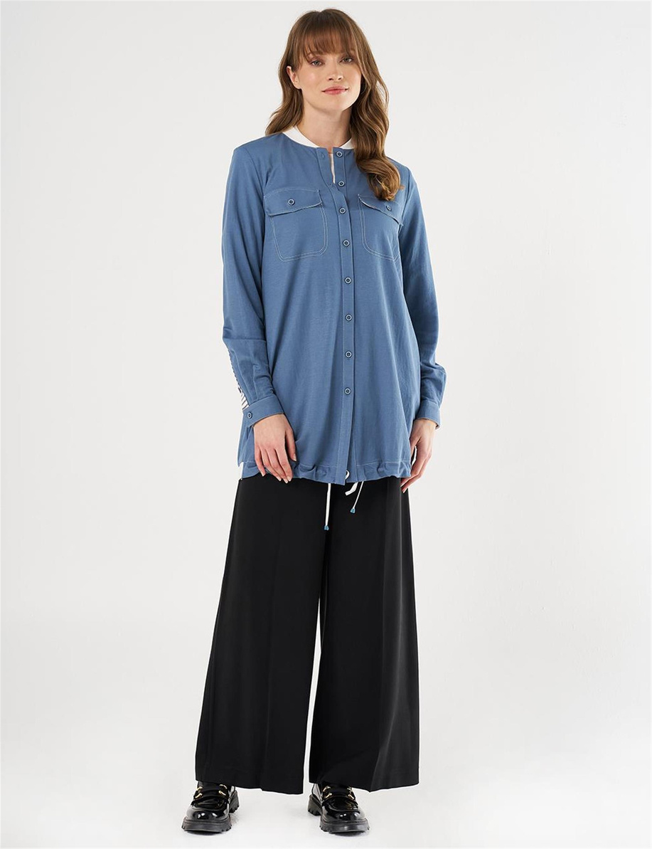 Punto Dikişli Kolej Yaka Tunik İndigo