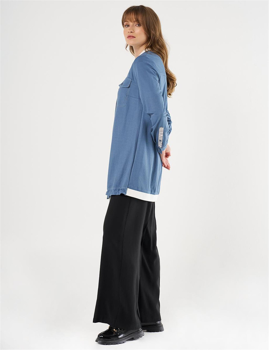 Punto Dikişli Kolej Yaka Tunik İndigo