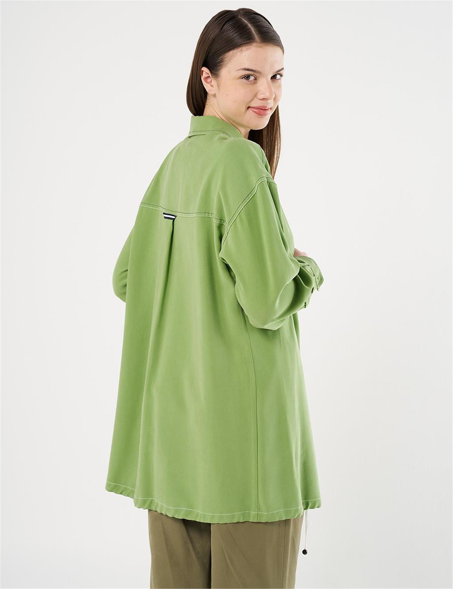 Punto Dikişli Zincirli Tunik Fıstık Yeşili