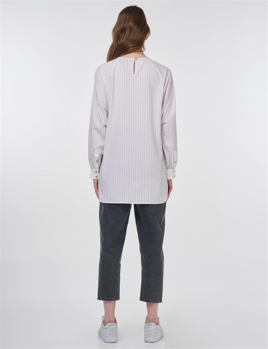 Reglan Kol Pamuklu Bluz Lila