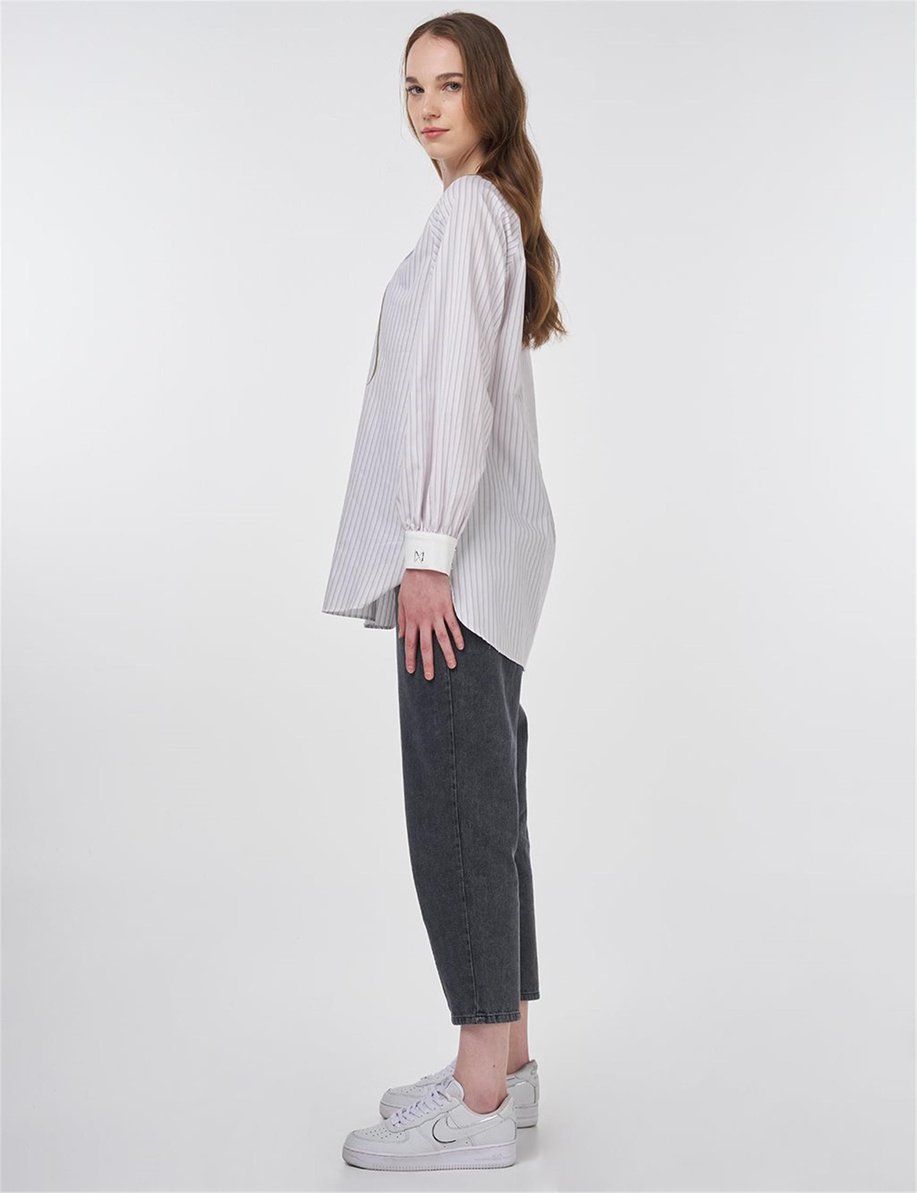 Reglan Kol Pamuklu Bluz Lila