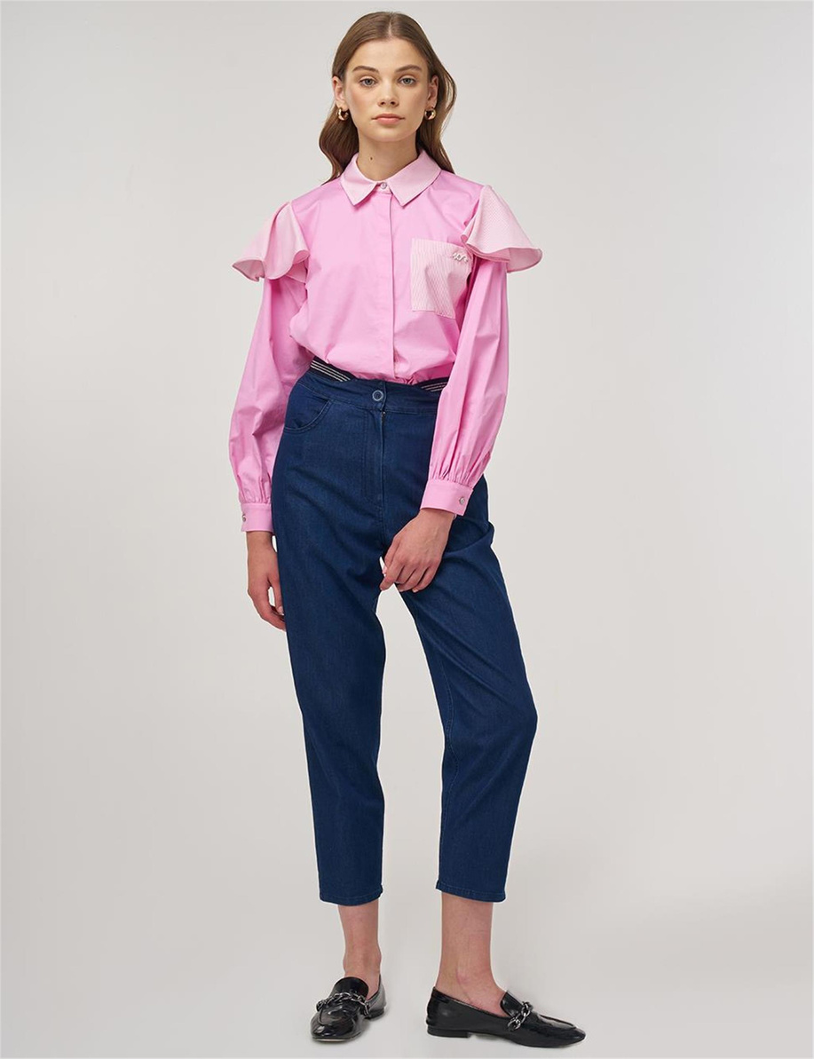 Relax Fit Denim Pantolon Lacivert