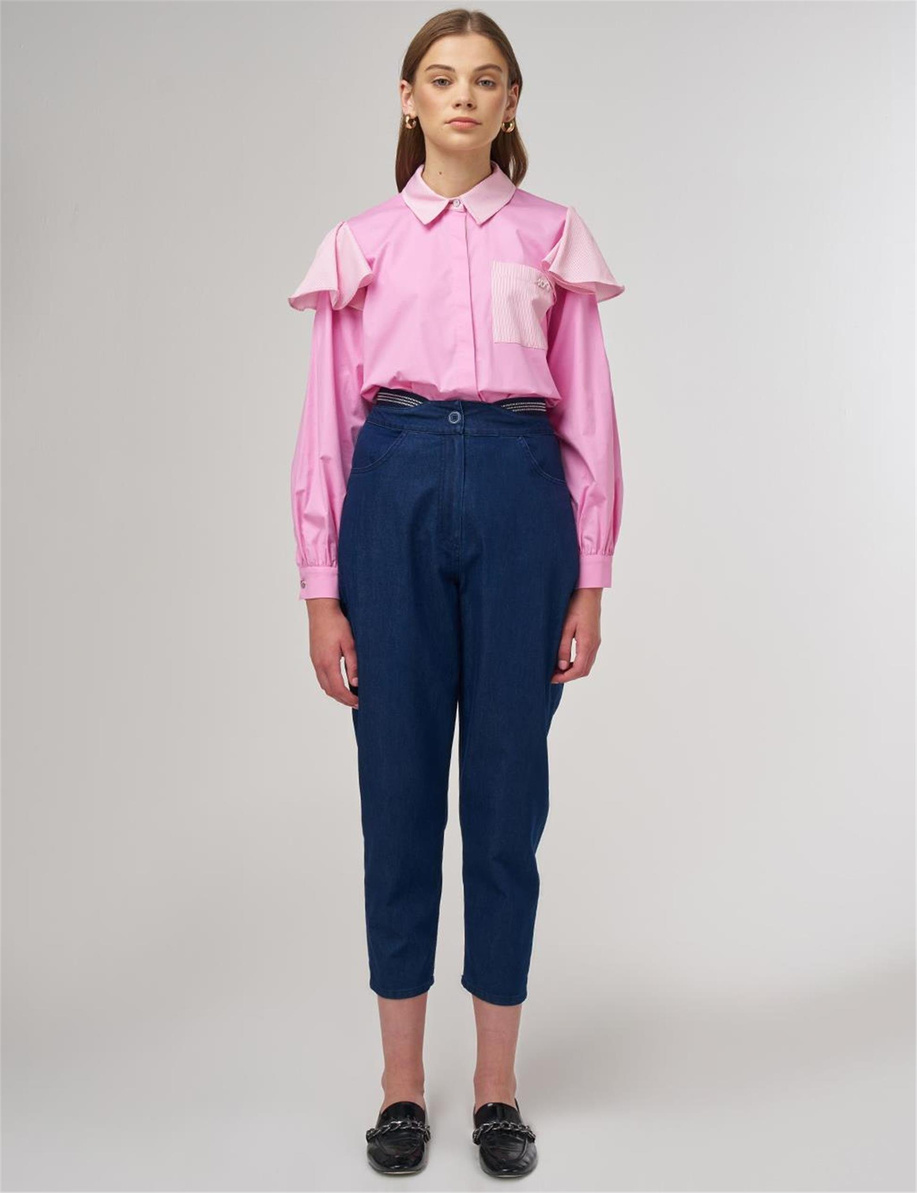 Relax Fit Denim Pantolon Lacivert