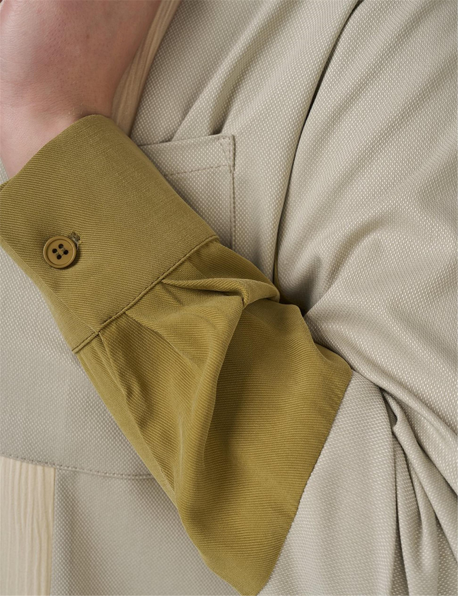 Renk Bloklu Fermuar Kapamalı Tunik Küf Yeşili