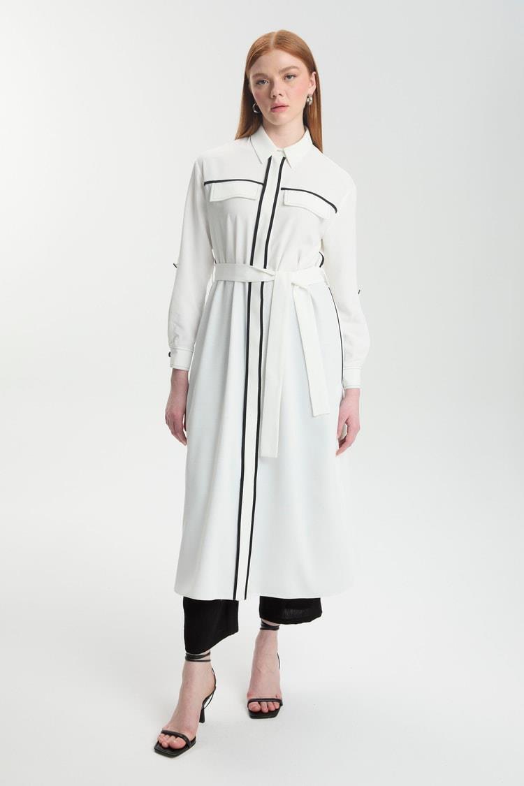 Renk Şeritli Ekru-Siyah Giy-Çık