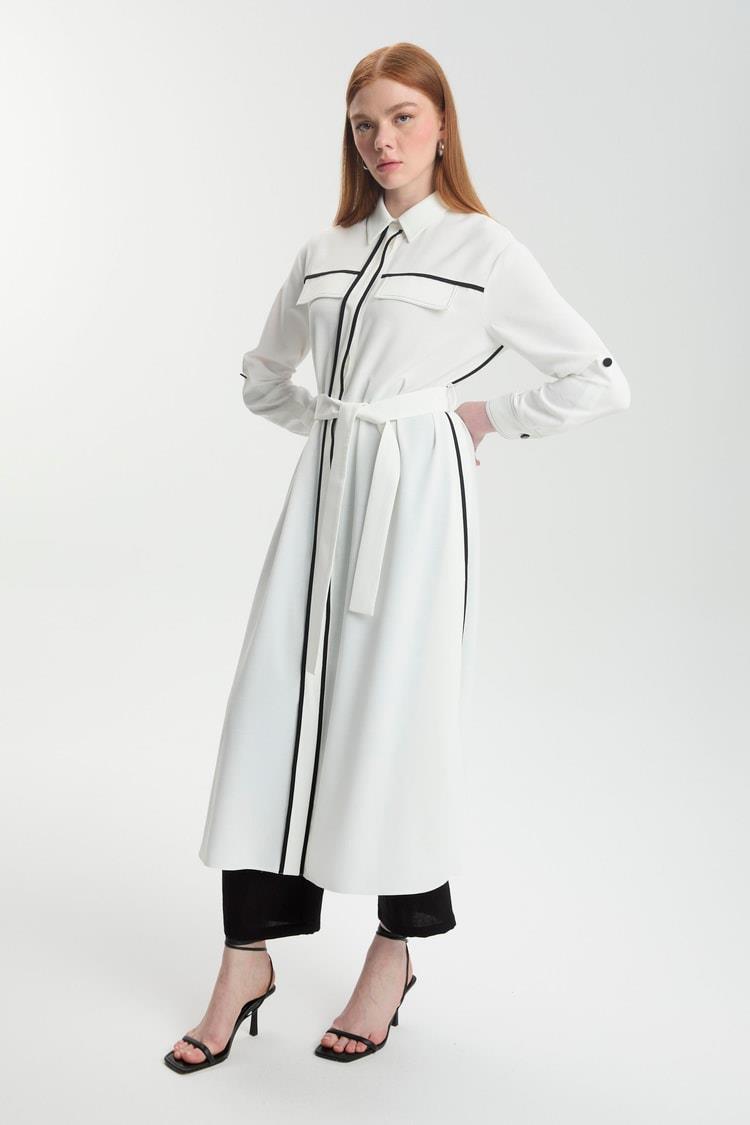 Renk Şeritli Ekru-Siyah Giy-Çık