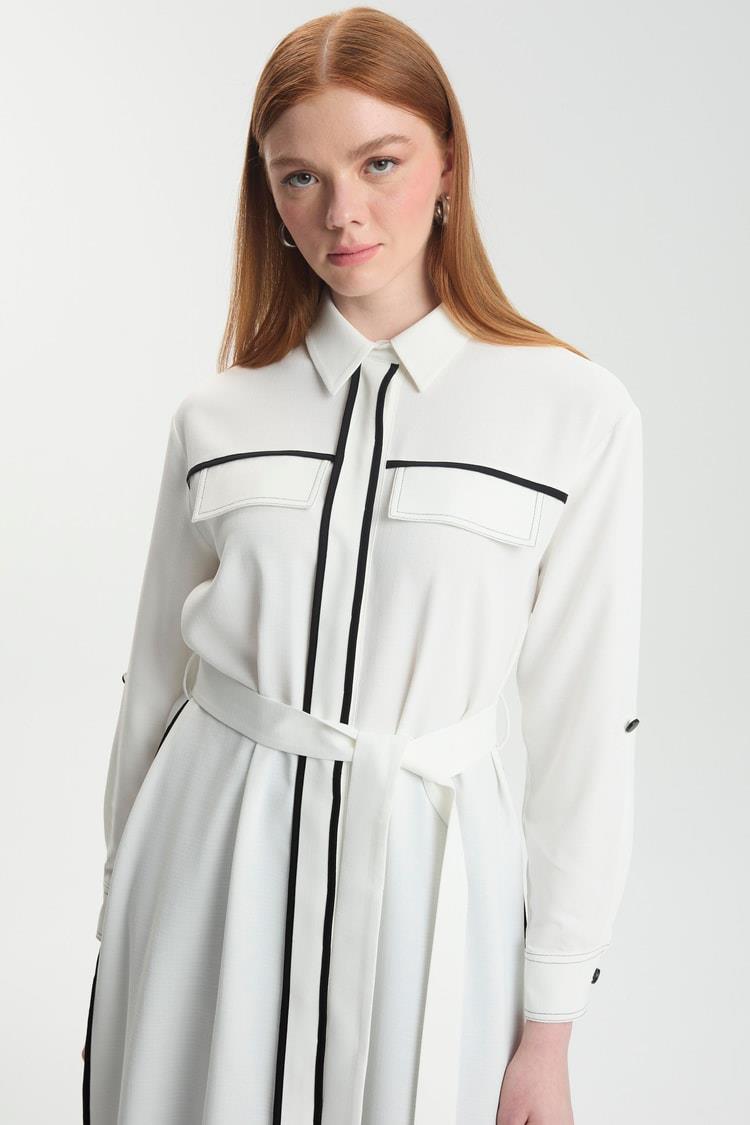 Renk Şeritli Ekru-Siyah Giy-Çık