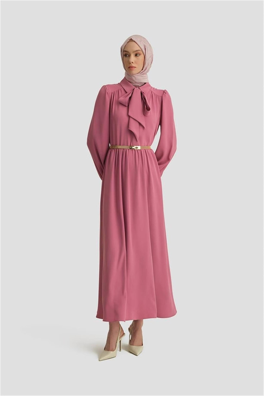 Seyyar Yaka Kurdeleli Sümbül Elbise