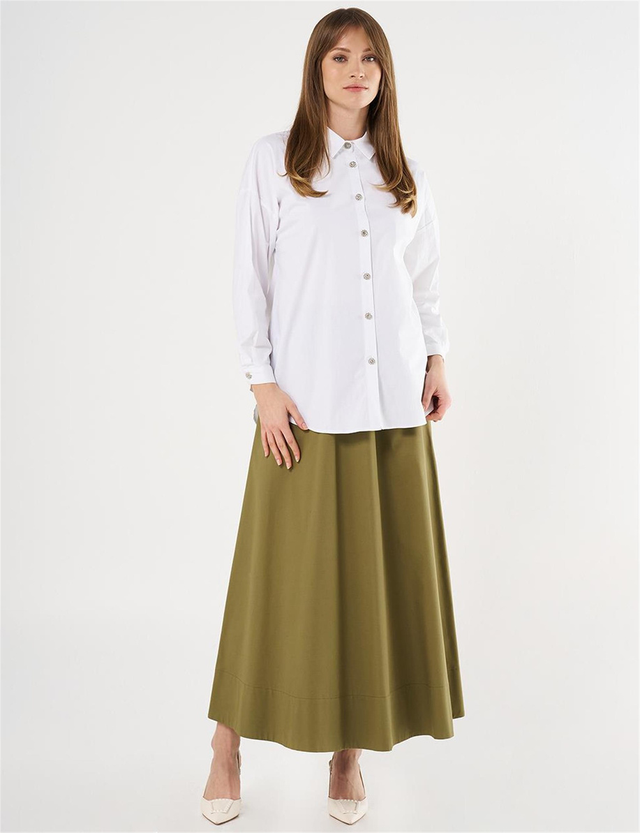 Sırtı Bağcıklı Poplin Optik Beyaz Tunik