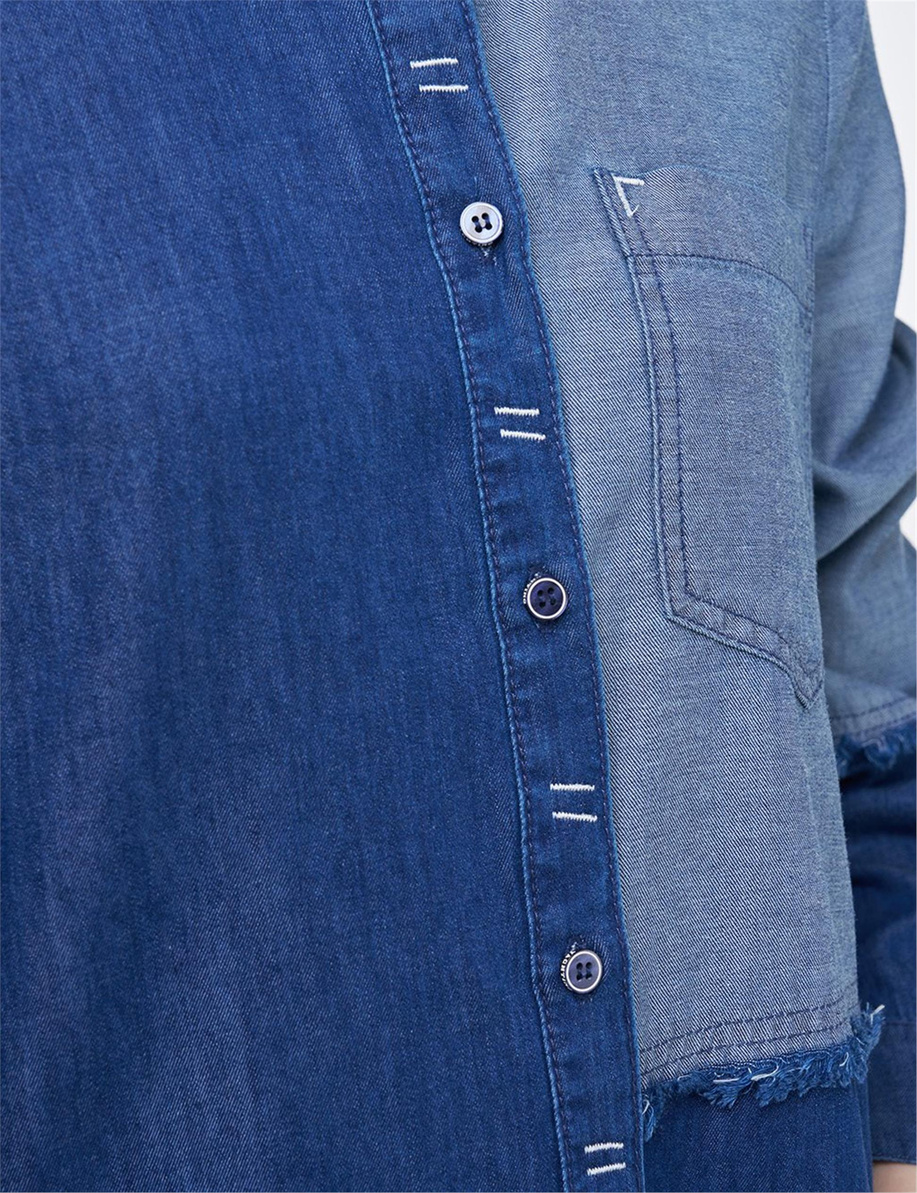 Spor Dikişli Lyocell Tunik Lacivert