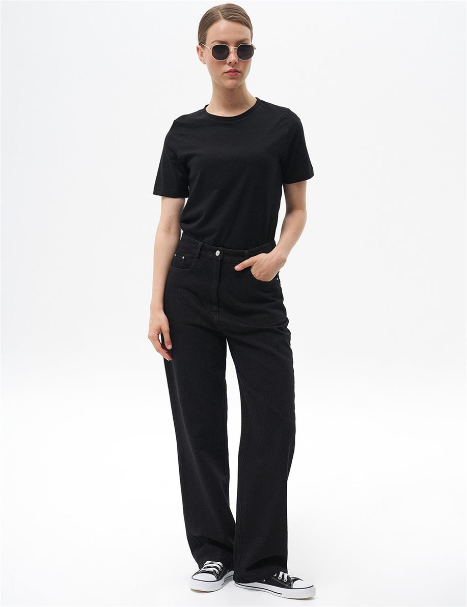 Straight Fit Denim Siyah Pantolon