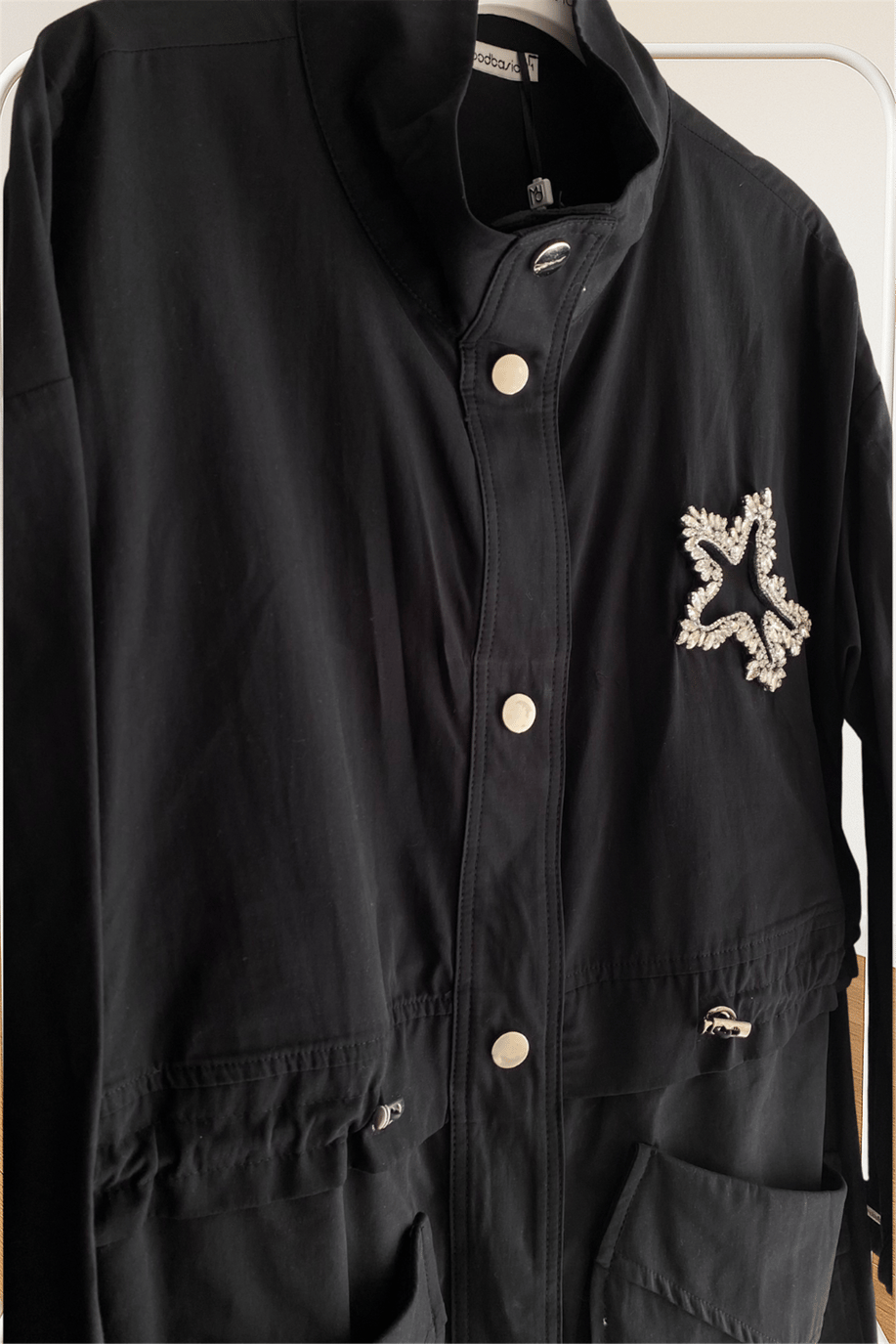 Taş İşlemeli Trench Siyah - 25KMB2569