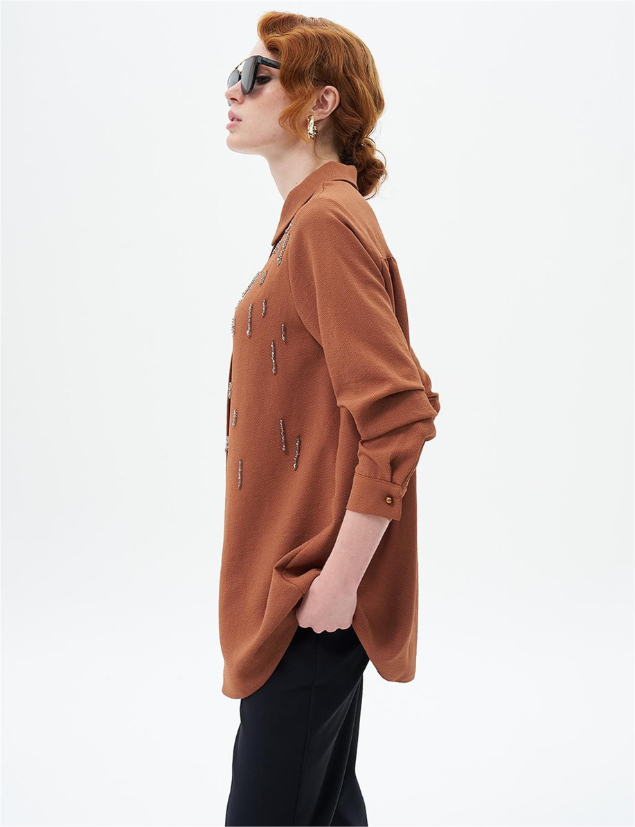 Taş İşlemeli Tütün Bluz