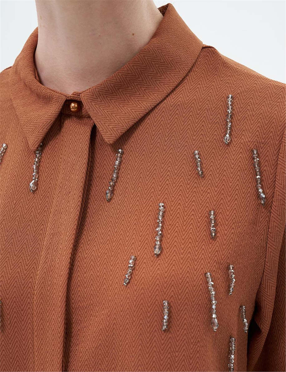 Taş İşlemeli Tütün Bluz