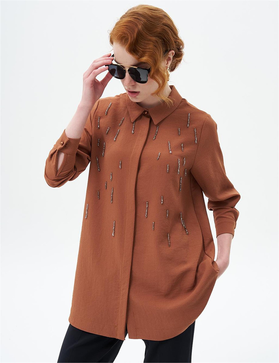 Taş İşlemeli Tütün Bluz