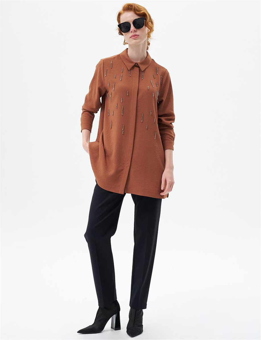 Taş İşlemeli Tütün Bluz