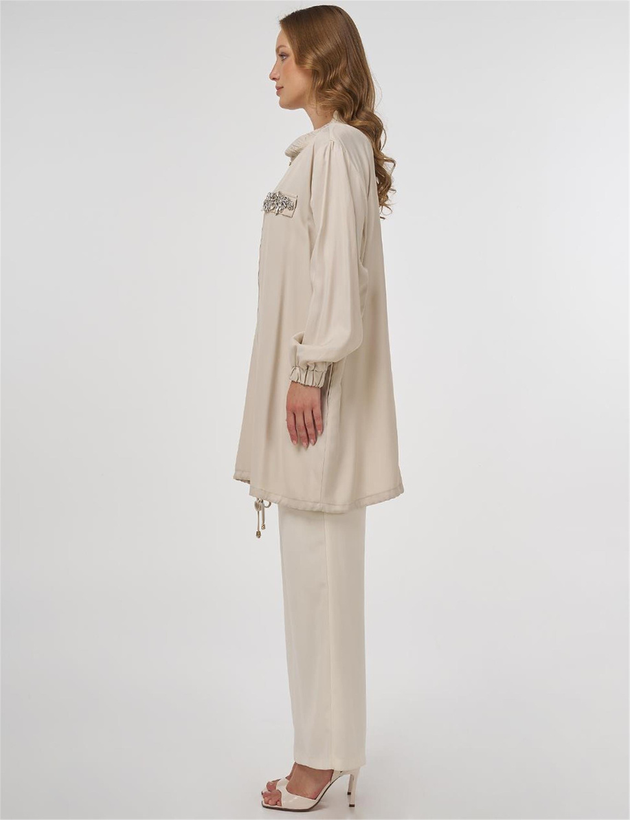 Taş İşlemeli Viskon Ceket Taş