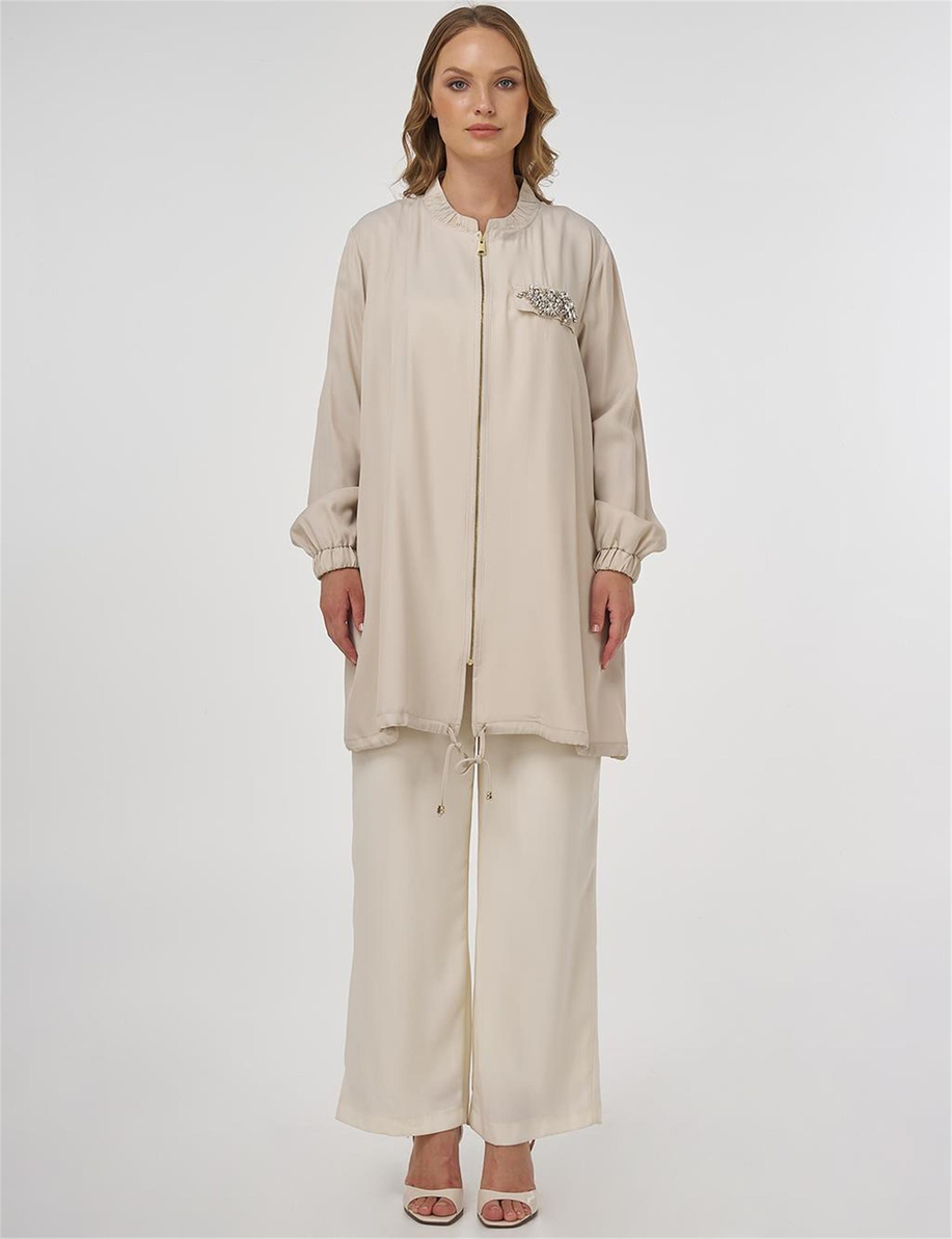 Taş İşlemeli Viskon Ceket Taş