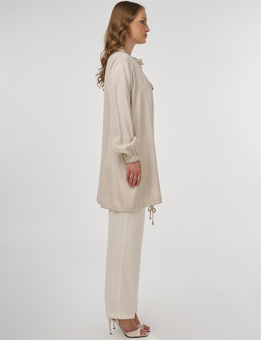 Taş İşlemeli Viskon Ceket Taş