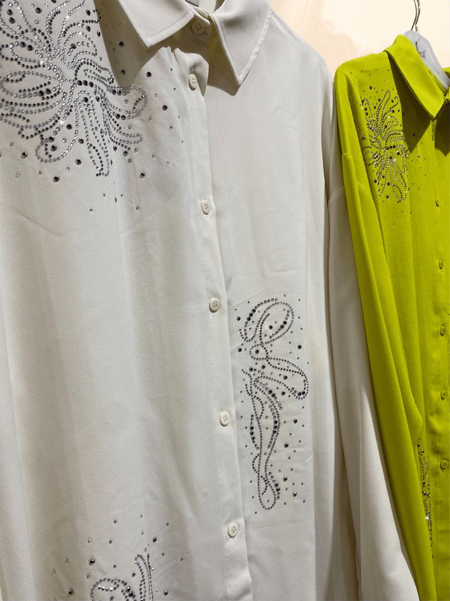 Taşlı Oversize Lime Gömlek