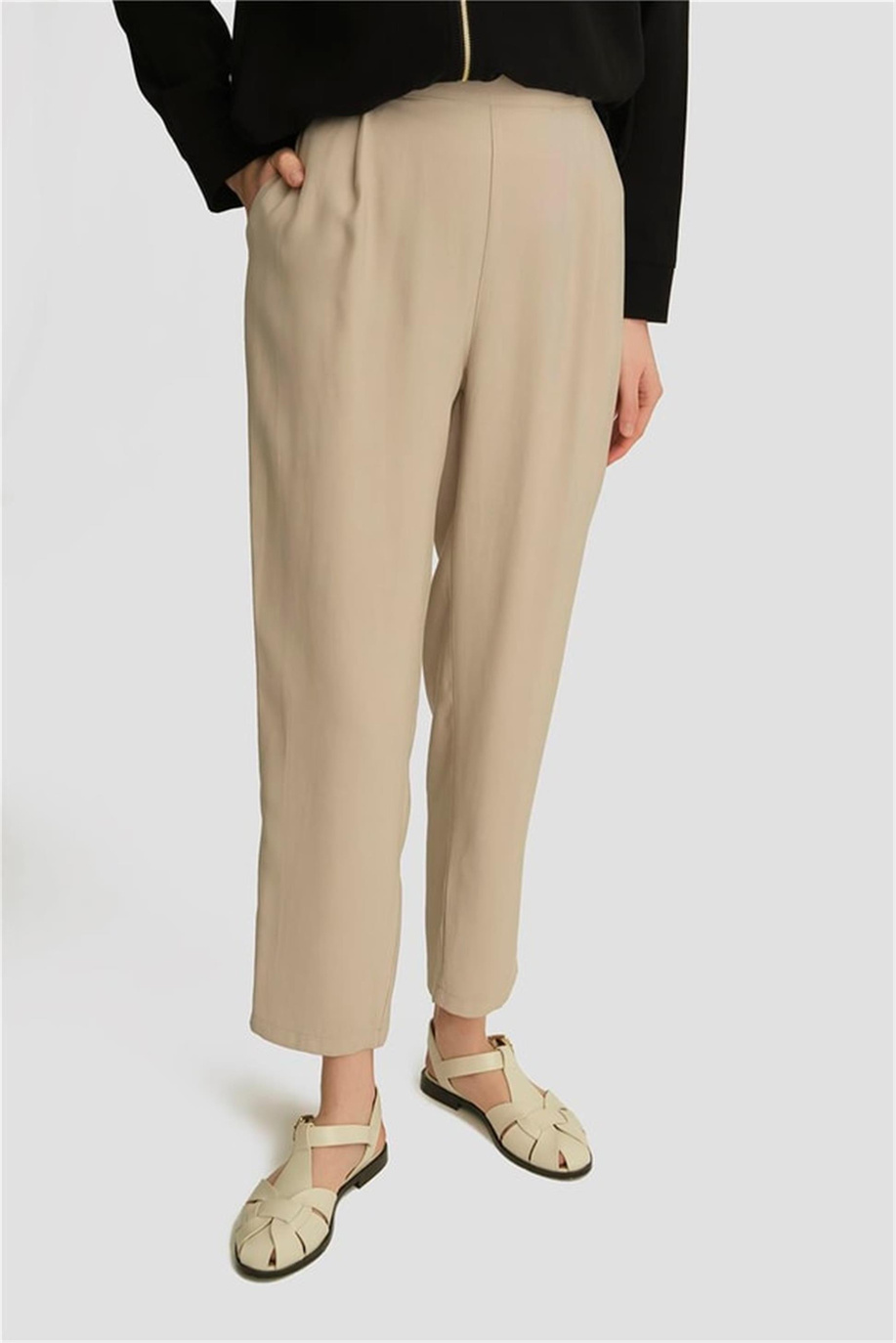 Tencel Havuç Pantolon Bej - 25YD4228-2