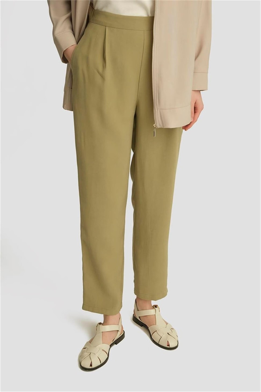 Tencel Havuç Pantolon Haki - 25YD4228-2