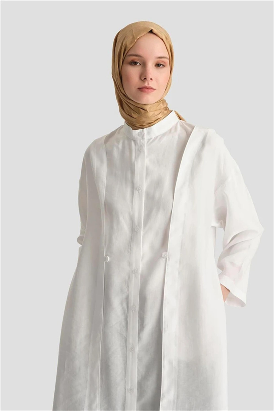 Tencel Tunik Elbise Beyaz