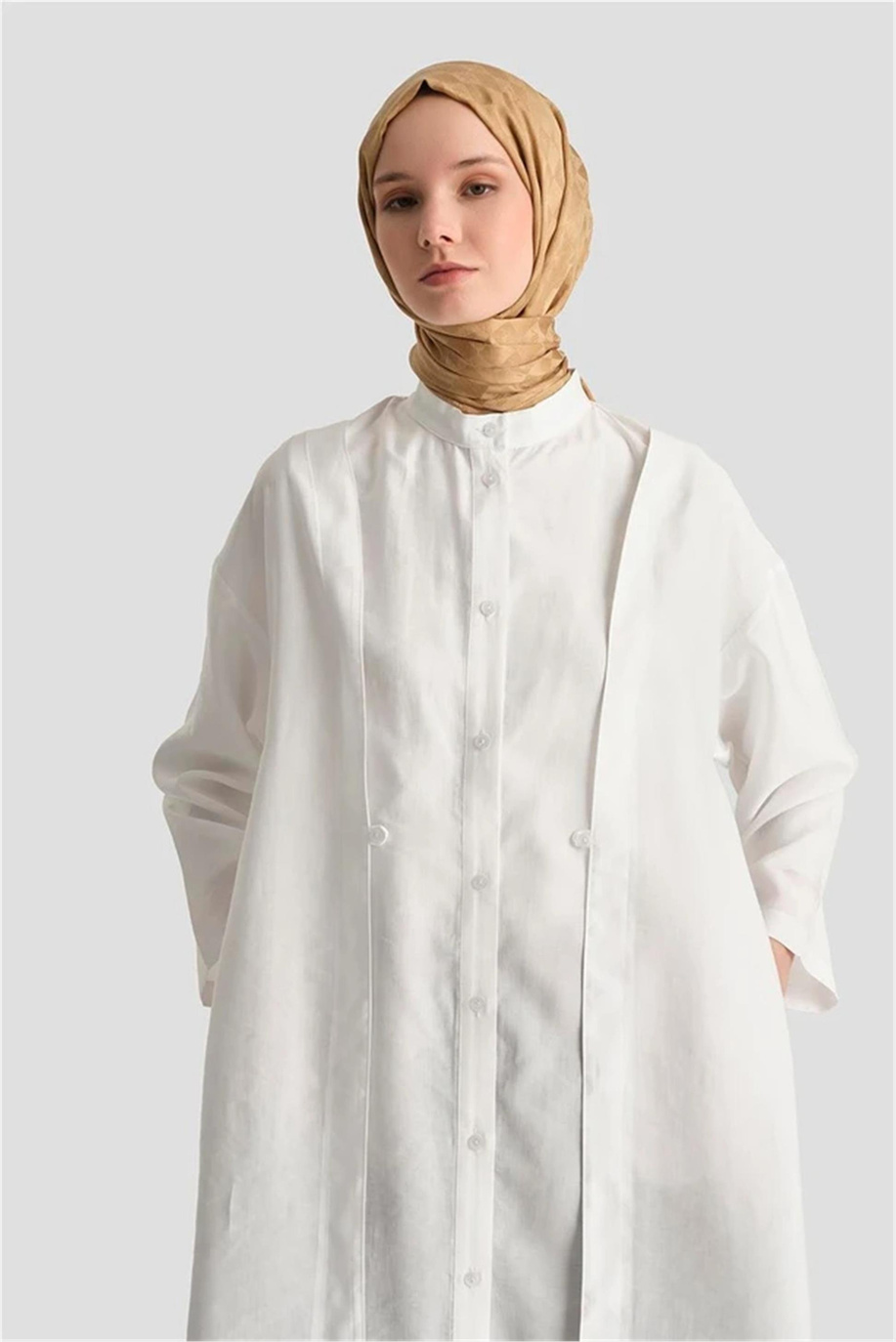 Tencel Tunik Elbise Beyaz