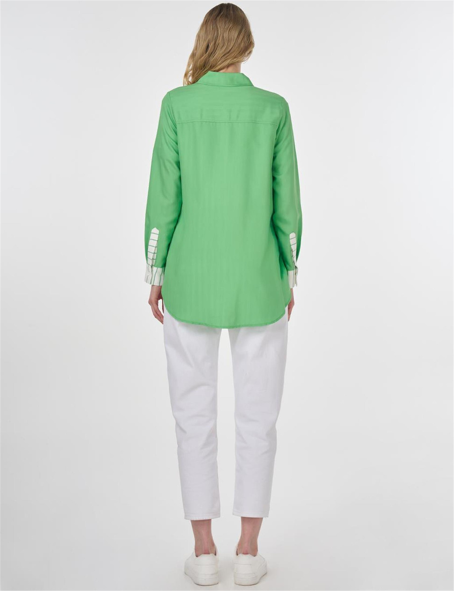 Tenis Raketi İşlemeli Viskon Tunik Açık Yeşil