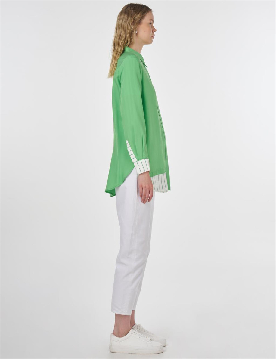 Tenis Raketi İşlemeli Viskon Tunik Açık Yeşil