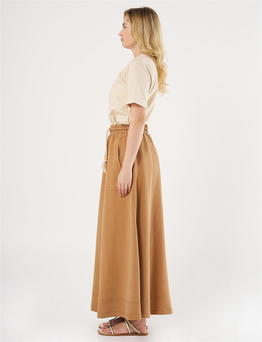 Torba Cepli Yüksek Bel Tütün Etek