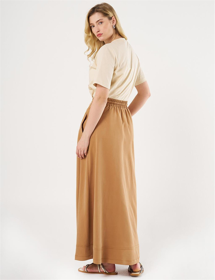 Torba Cepli Yüksek Bel Tütün Etek