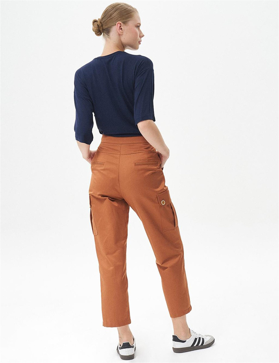 Torba Cepli Yüksek Bel Tütün Pantolon