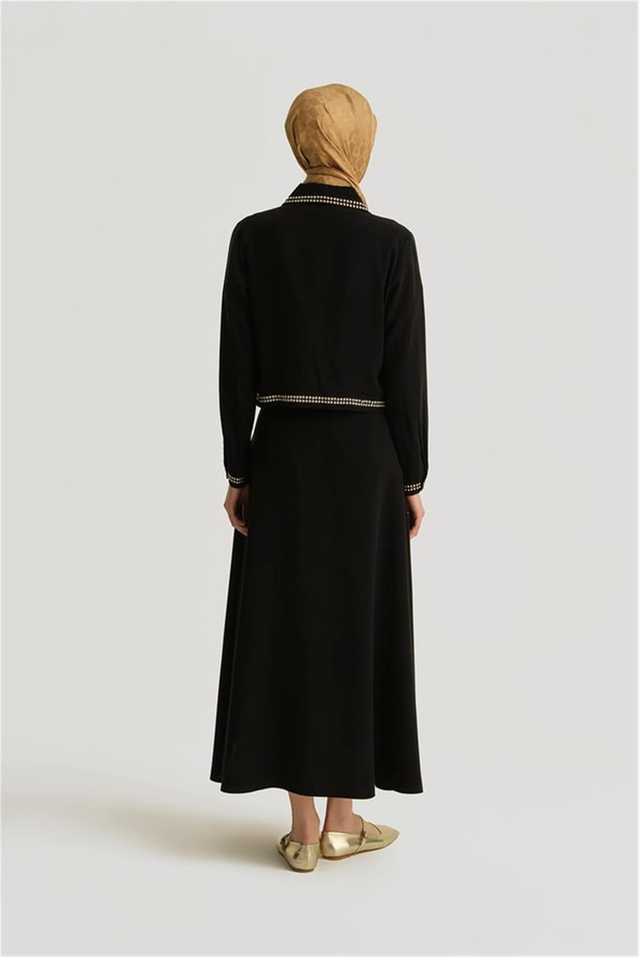 Trok Detaylı Tencel Ceket Siyah - 25YD4227-1