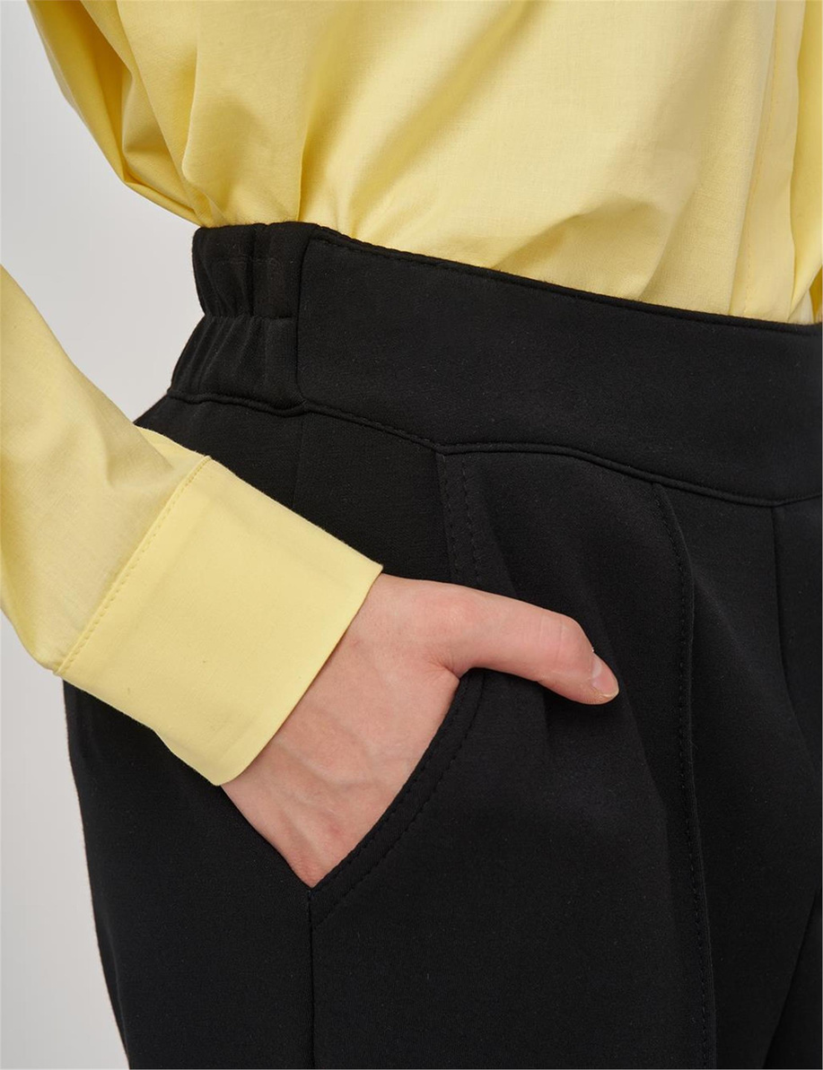 Üstten Dikişli Pantolon Siyah