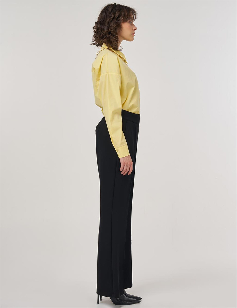 Üstten Dikişli Pantolon Siyah