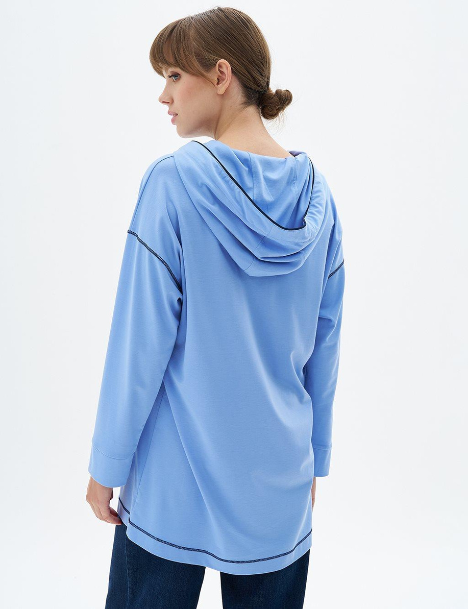 Yarım Fermuar Kapamalı Havacı Mavi Tunik