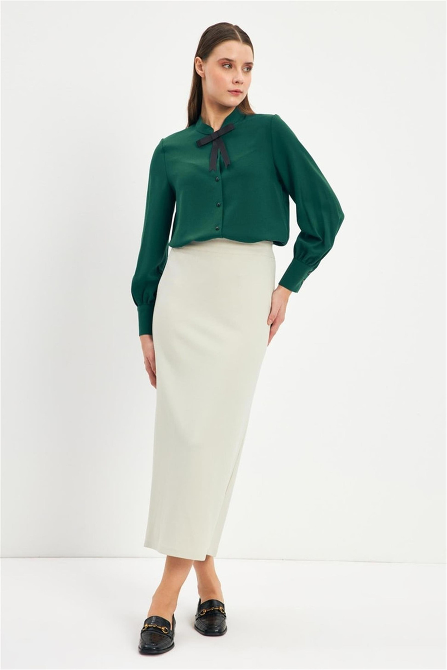 Yırtmaçlı Düz Kesim Taş Etek