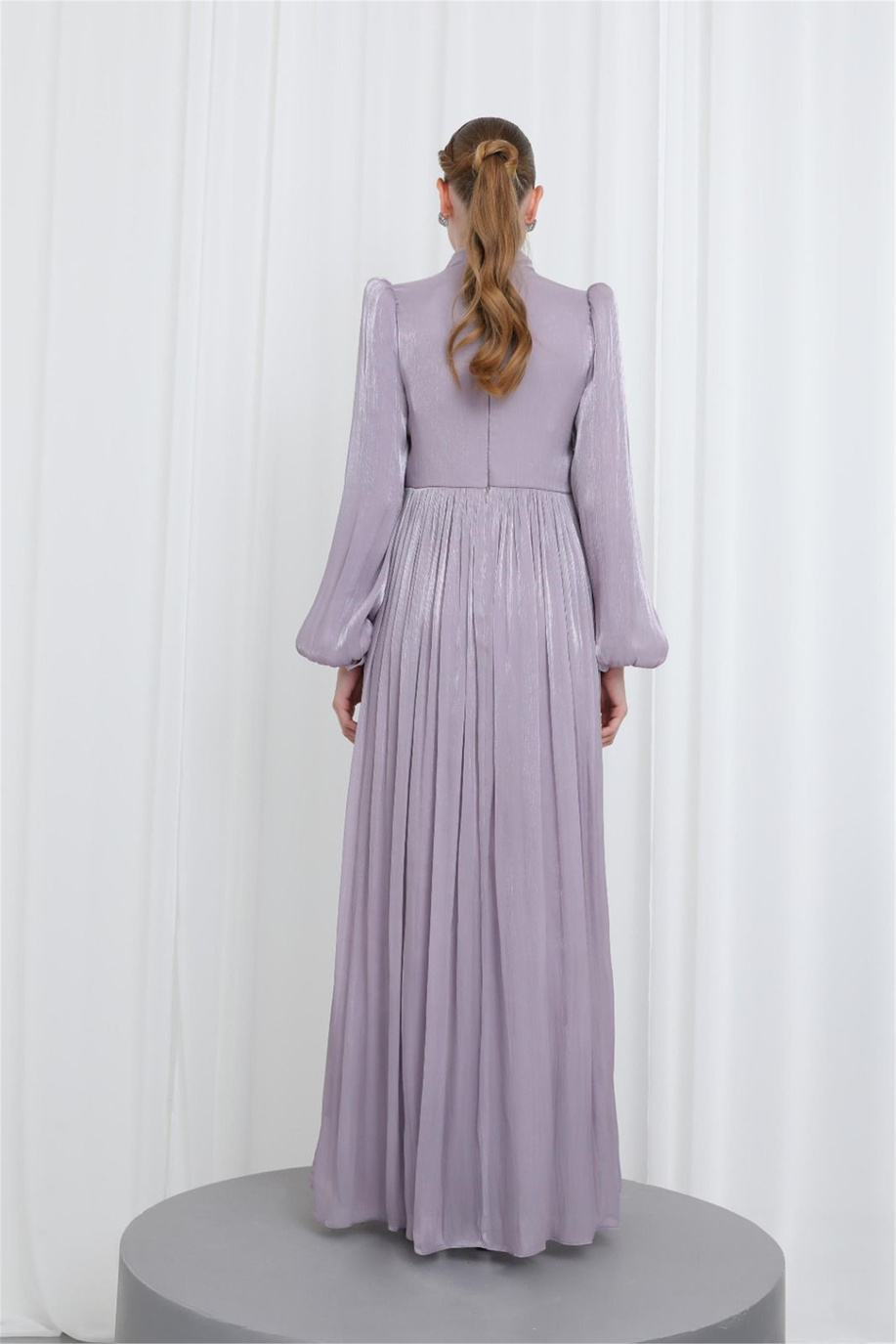 Zarif Taş Detaylı Piliseli Tunik Lila - 25YP17002