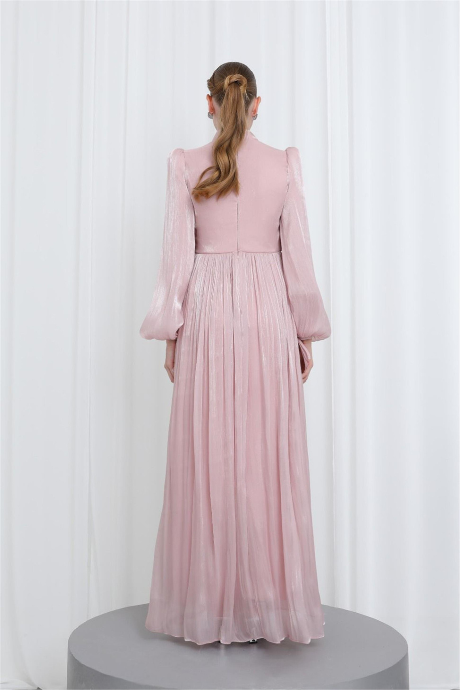 Zarif Taş Detaylı Piliseli Tunik Pudra - 25YP17002