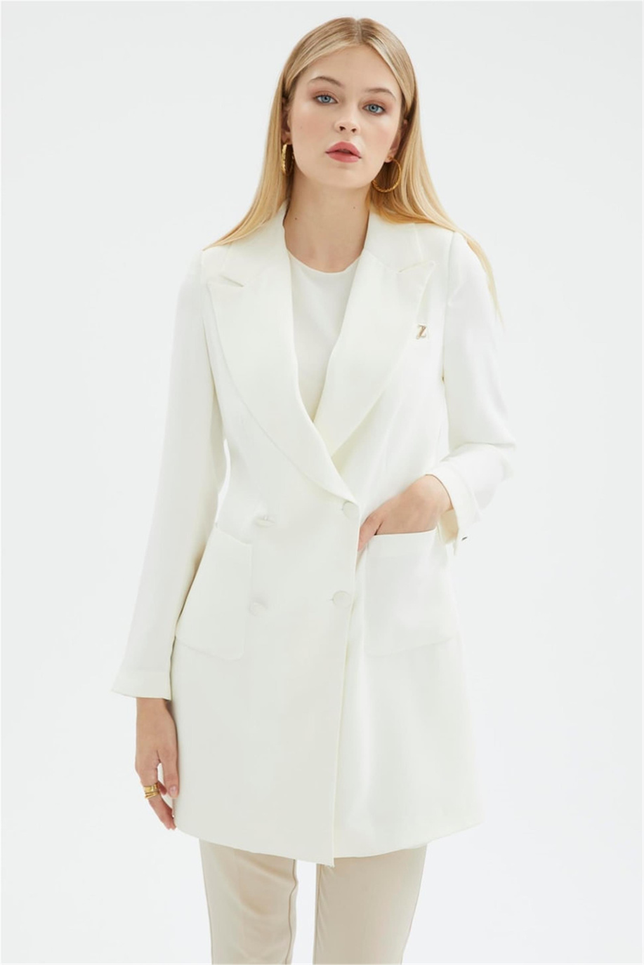 Zühre Ceket Ekru - 25YZ0024CKT