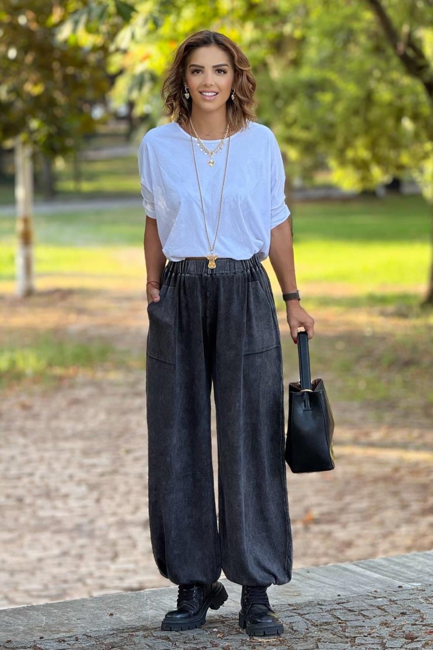 Antrasit Renk %100 Pamuk Triko Şalvar