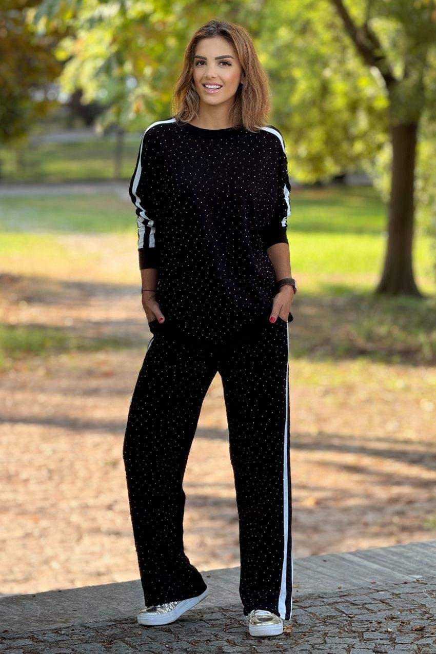 Beyaz Garnili Işıltılı Eşofman Takım